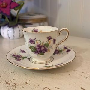 Vintage Stanley England fine bone china small violet teacup and saucer